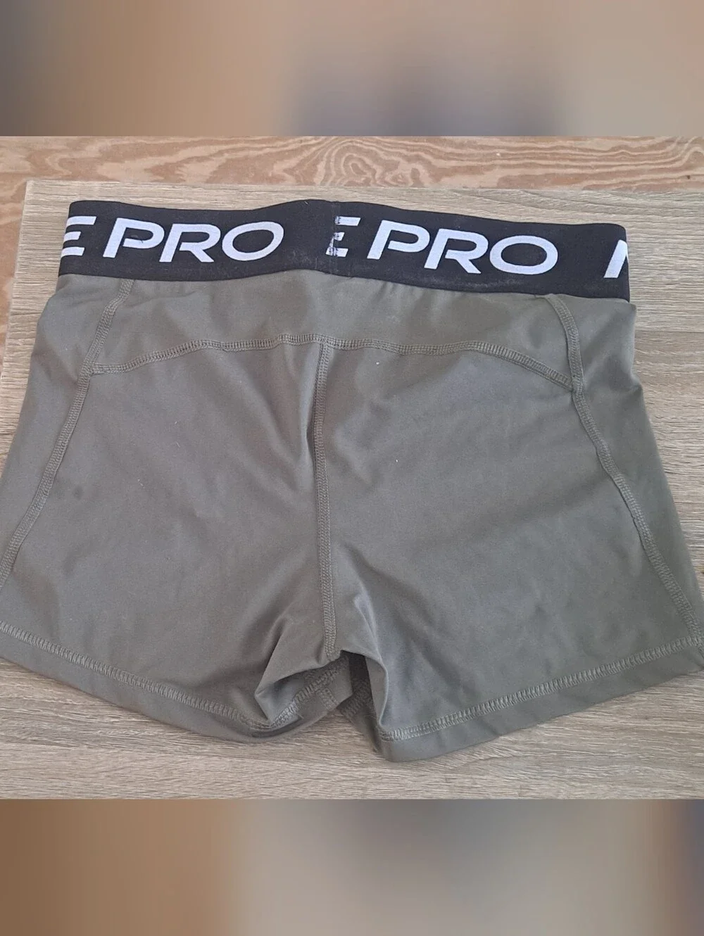 Nike Olive Green Pro Compression Shorts with White Swoosh